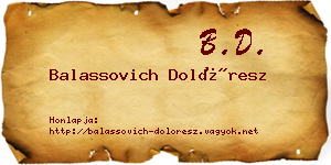 Balassovich Dolóresz névjegykártya